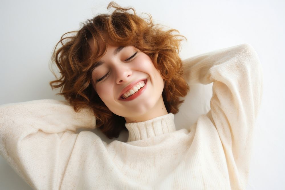 Young european woman laughing portrait smile. AI generated Image by rawpixel.