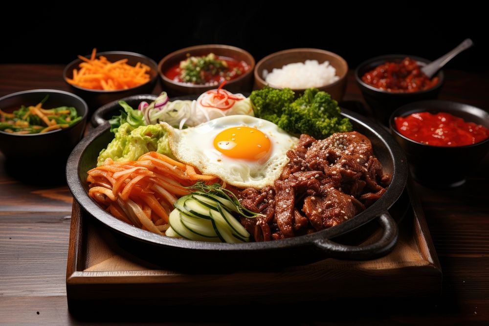 Korean food table meal meat. AI generated Image by rawpixel.