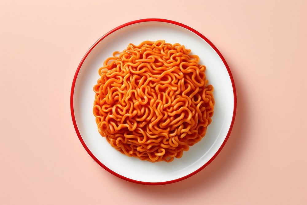 Korean instant noodle spaghetti pasta plate. AI generated Image by rawpixel.