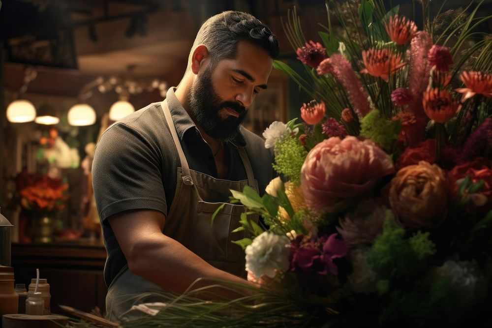 Man florist flower working adult. AI generated Image by rawpixel.