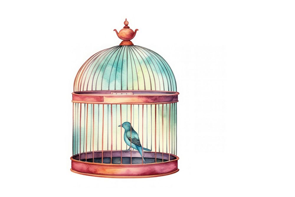 Cage bird metal white background. AI generated Image by rawpixel.