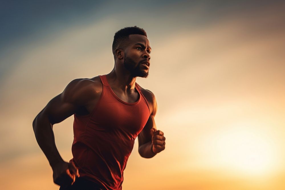 Running jogging sports sunset. AI generated Image by rawpixel.