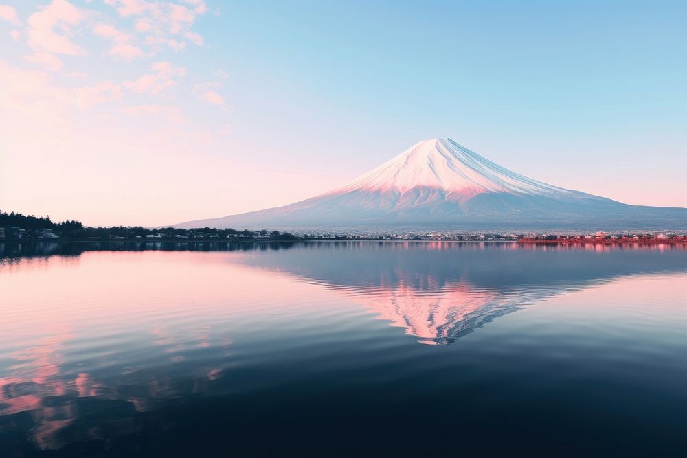 Mount Fuji architecture landscape outdoors. AI generated Image by rawpixel.