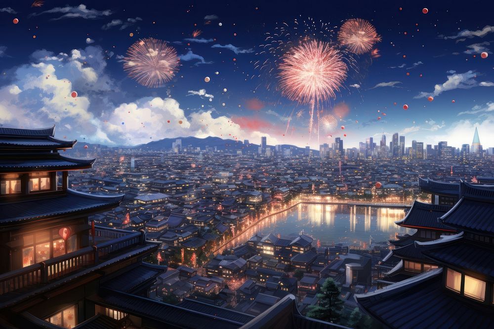 New year Celebrate city architecture landscape. AI generated Image by rawpixel.