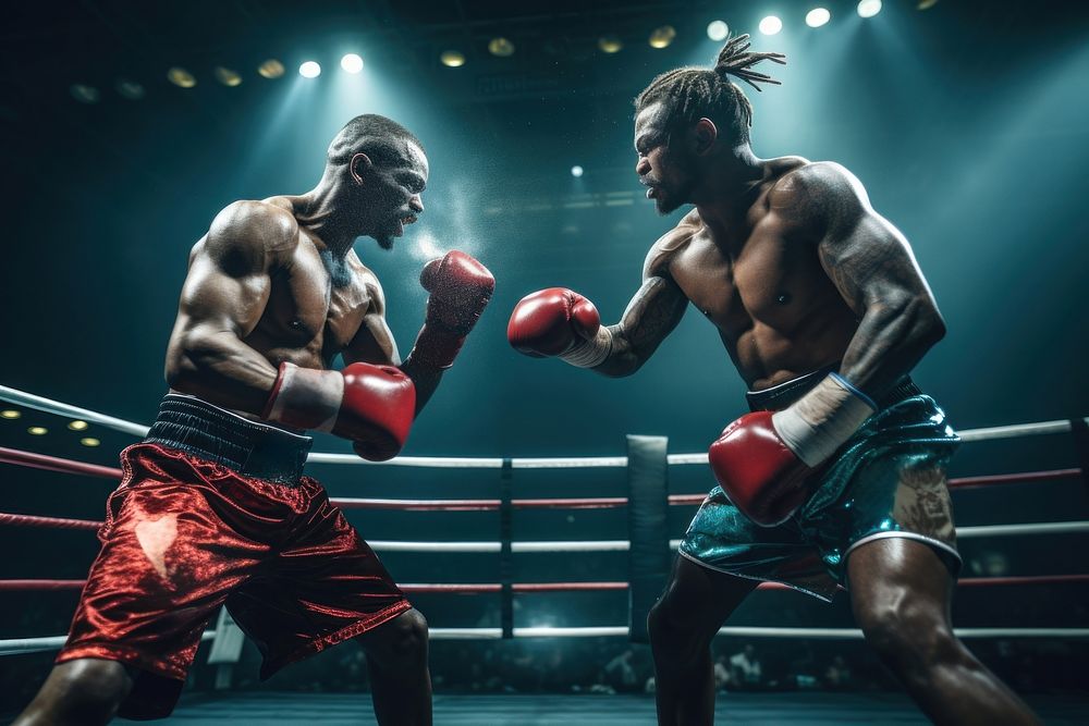 American african Kickboxing fighter kickboxing punching fighting. AI generated Image by rawpixel.