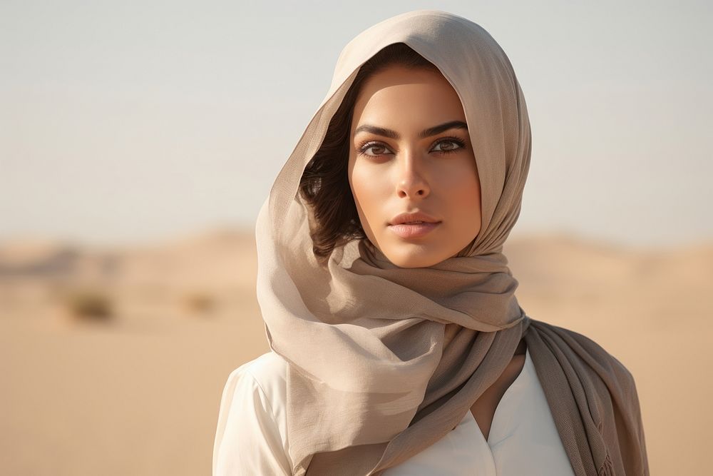 Middle East gorgeous woman portrait standing hijab