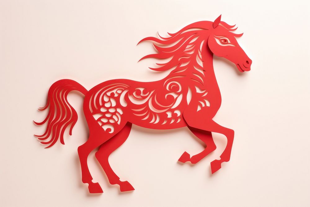 Red paper horse animal mammal. AI generated Image by rawpixel.