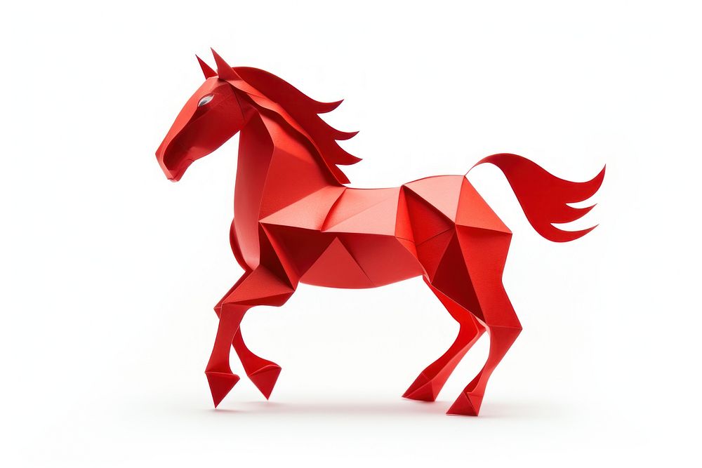 Red paper horse origami mammal. AI generated Image by rawpixel.