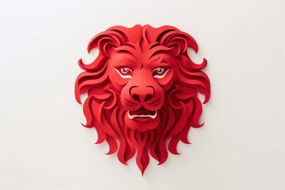 Red paper mammal art representation. AI generated Image by rawpixel.