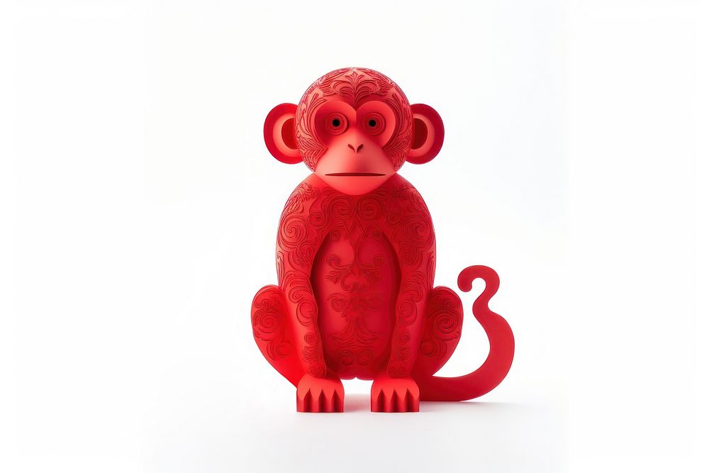 Red paper animal monkey toy. AI generated Image by rawpixel.