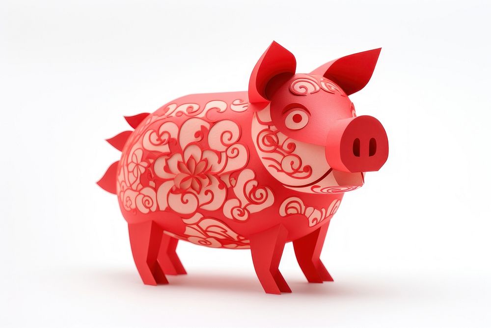 Red paper pig animal mammal. AI generated Image by rawpixel.