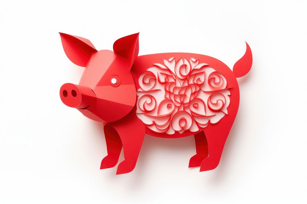 Red paper pig animal mammal. AI generated Image by rawpixel.