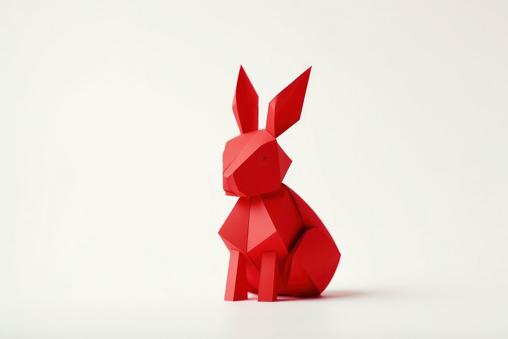 Red paper origami art ear. AI generated Image by rawpixel.