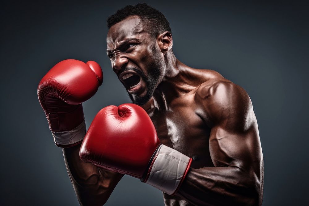 American african Sport man punching sports boxing. AI generated Image by rawpixel.