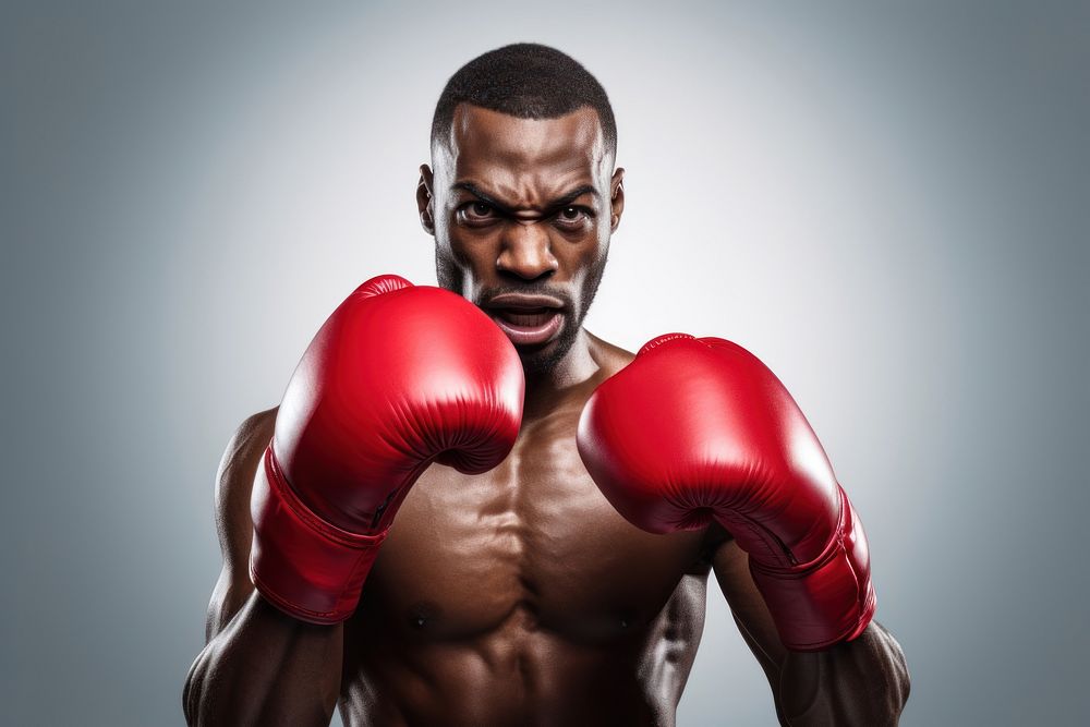 American african Sport man punching sports boxing. AI generated Image by rawpixel.
