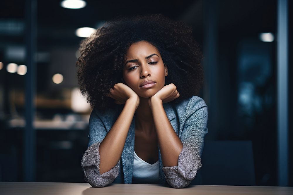 Black woman worried adult disappointment. AI generated Image by rawpixel.