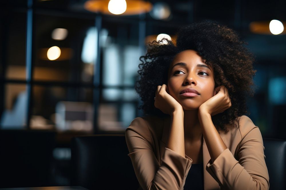 Black woman worried adult disappointment. AI generated Image by rawpixel.