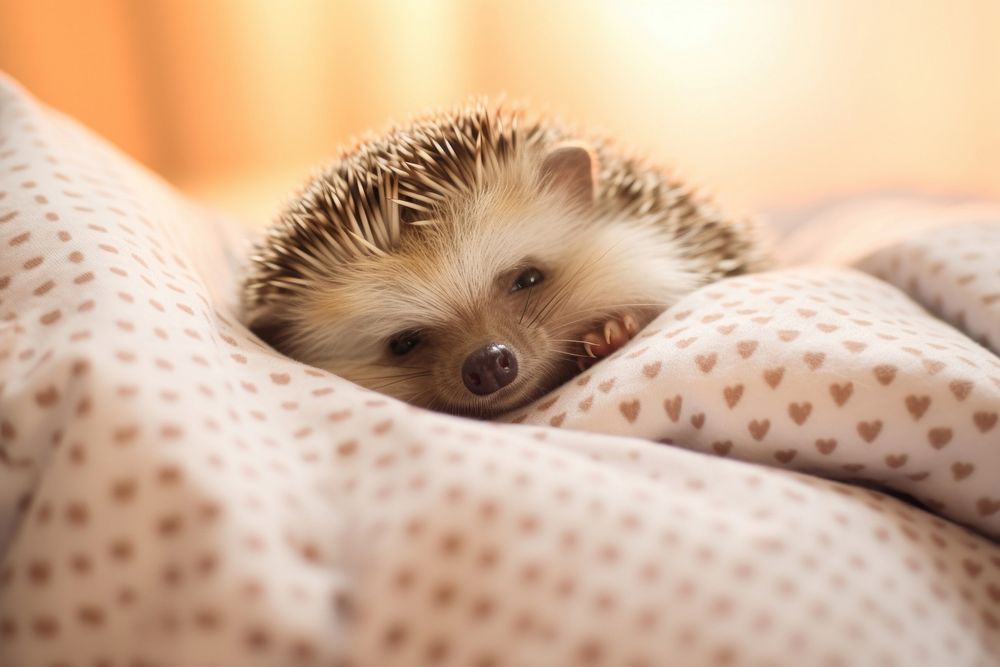Sleeping Hedgehog hedgehog animal mammal. AI generated Image by rawpixel.
