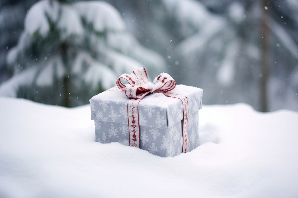 Christmas gift snow christmas outdoors. AI generated Image by rawpixel.