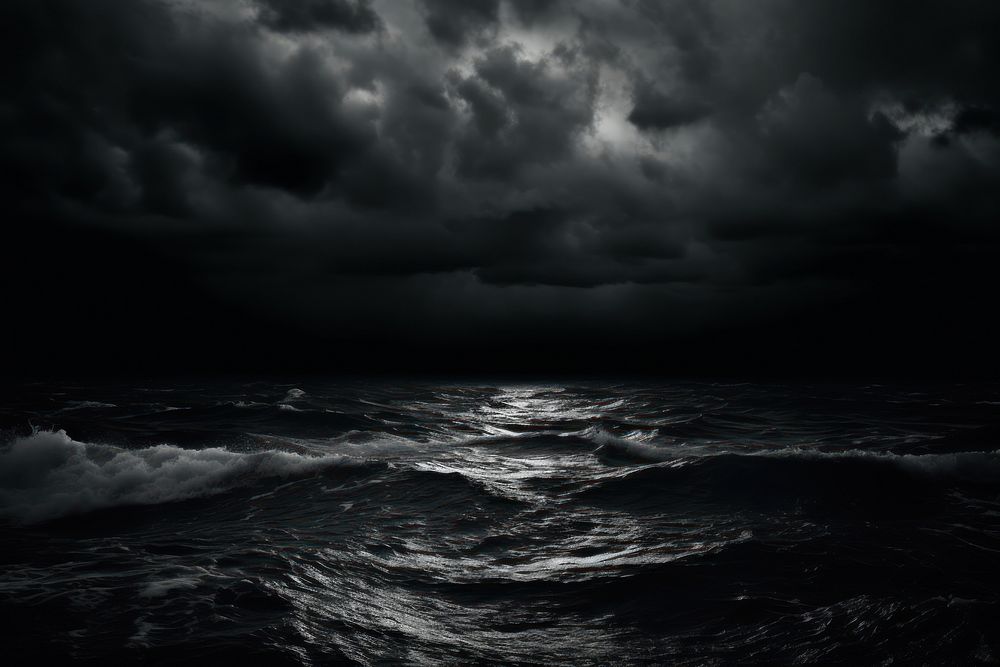 Storm ocean monochrome outdoors. AI generated Image by rawpixel.