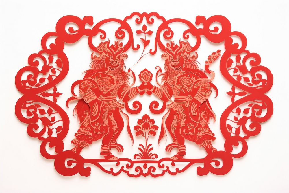 Red paper pattern art chinese new year. AI generated Image by rawpixel.