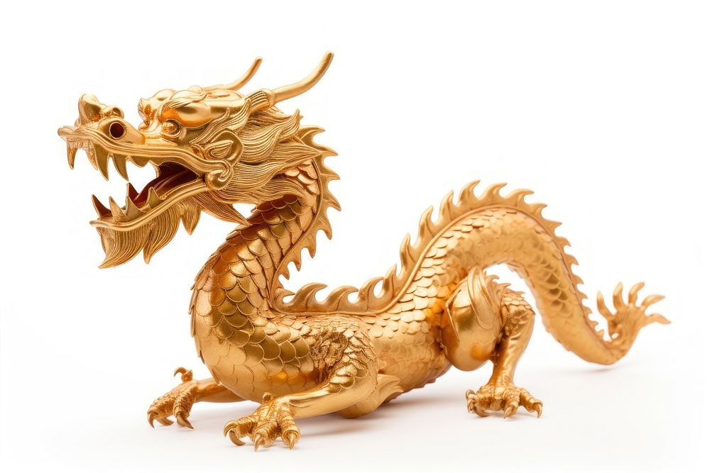 Golden dragon dinosaur animal chinese new year. AI generated Image by rawpixel.