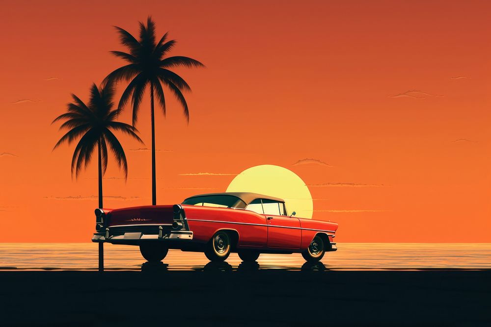 Car outdoors vehicle sunset. AI generated Image by rawpixel.