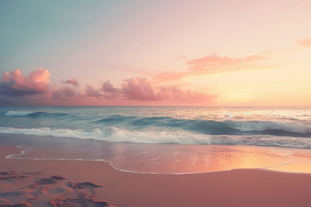 Sunset beach outdoors horizon nature. AI generated Image by rawpixel.