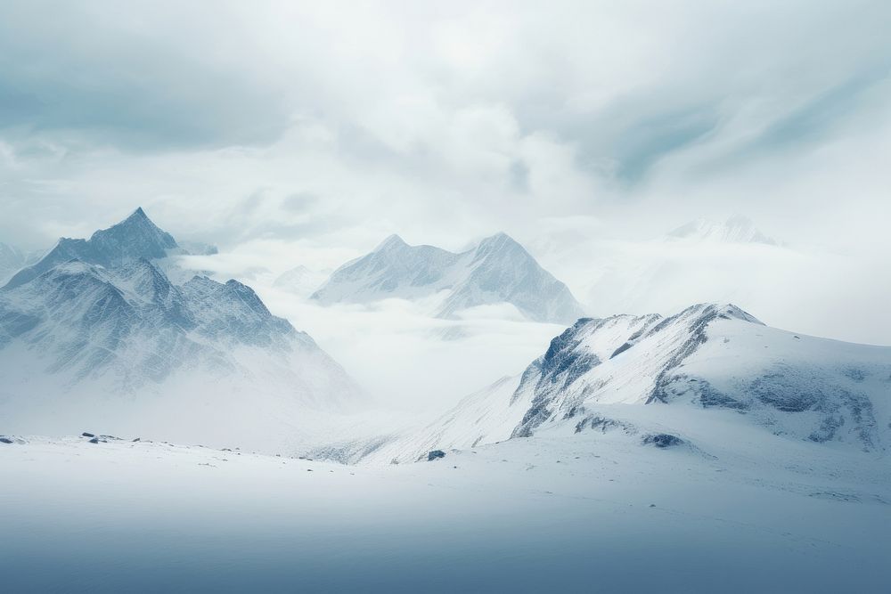 Beautiful mountain snow landscape outdoors nature. AI generated Image by rawpixel.
