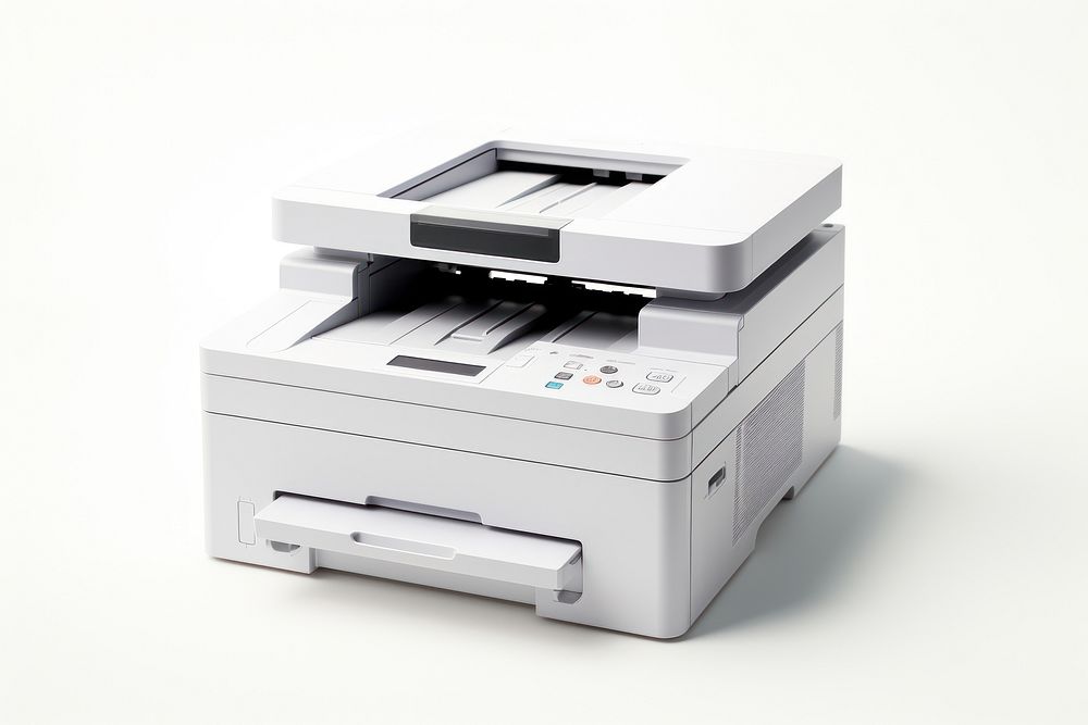Office printer white background photocopier electronics. AI generated Image by rawpixel.