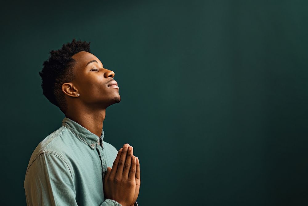African american young man contemplation spirituality copy space. AI generated Image by rawpixel.