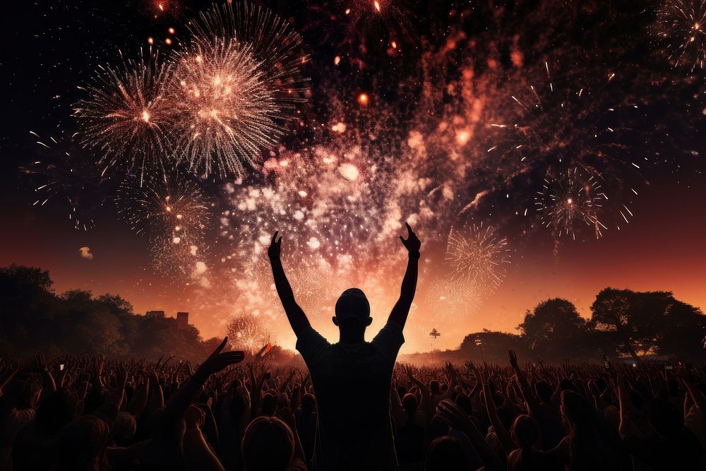 New Year concept fireworks outdoors night. AI generated Image by rawpixel.