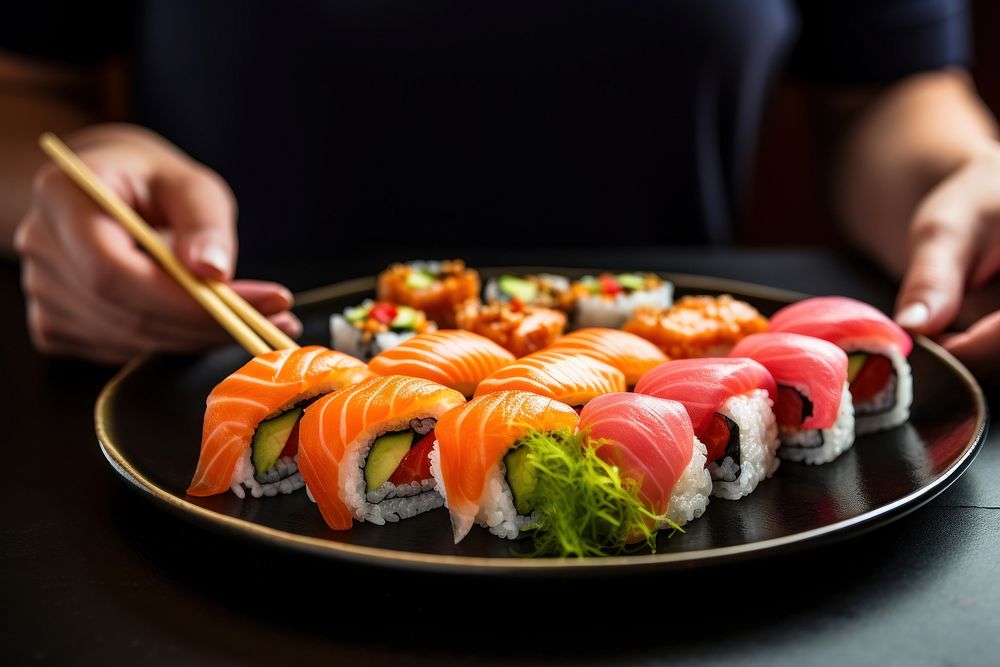 Japanese sushi chopsticks plate holding. AI generated Image by rawpixel.