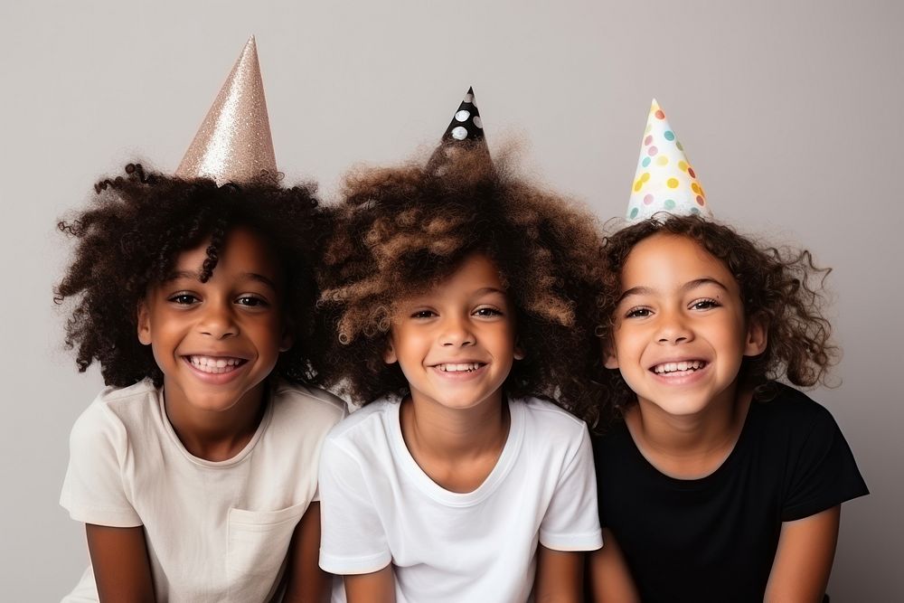 Black kids celebrate birthday portrait child party. AI generated Image by rawpixel.
