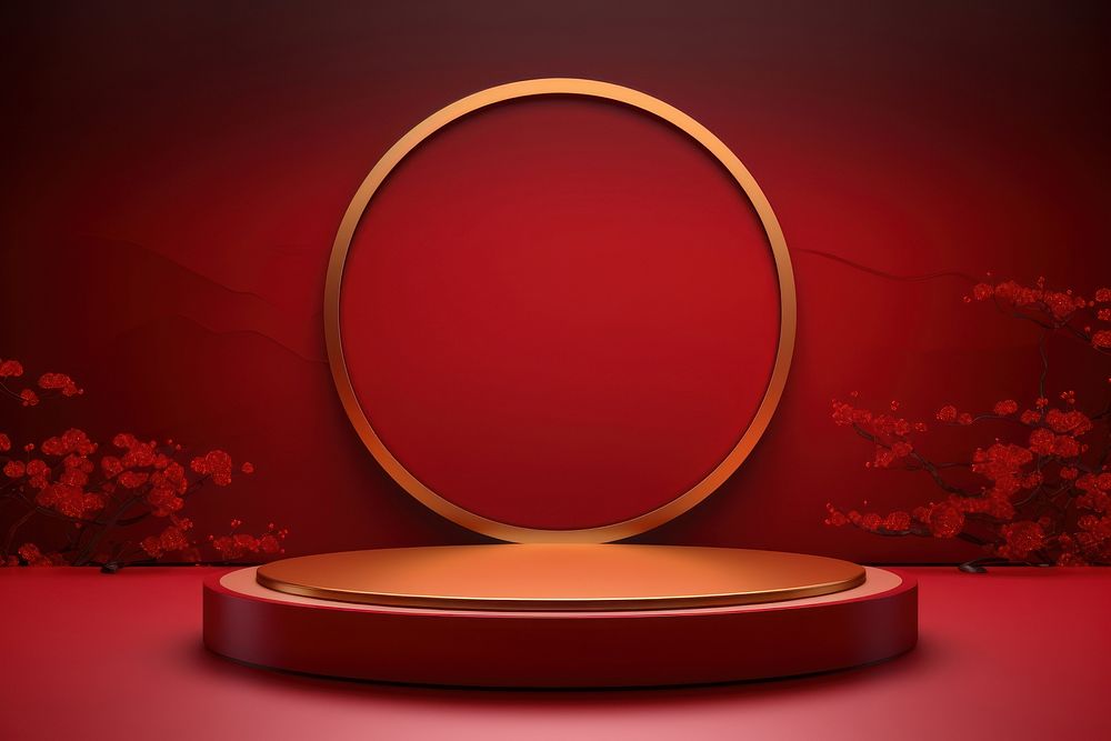 Chinese new year circle gold red. AI generated Image by rawpixel.
