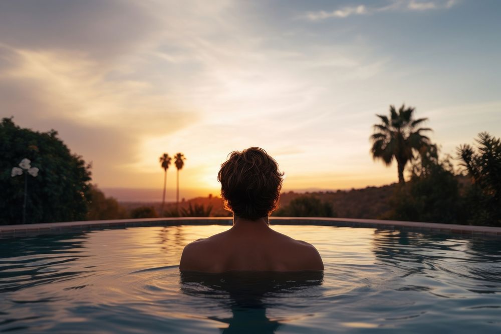 Sunset sky outdoors swimming vacation. AI generated Image by rawpixel.