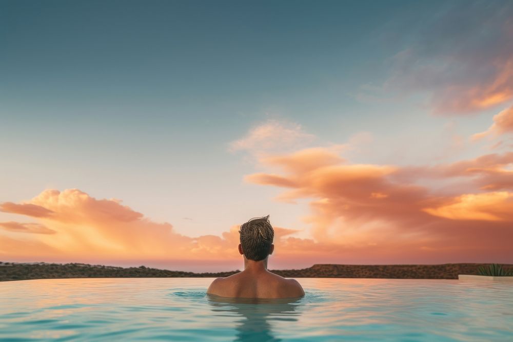 Sunset sky outdoors swimming vacation. AI generated Image by rawpixel.