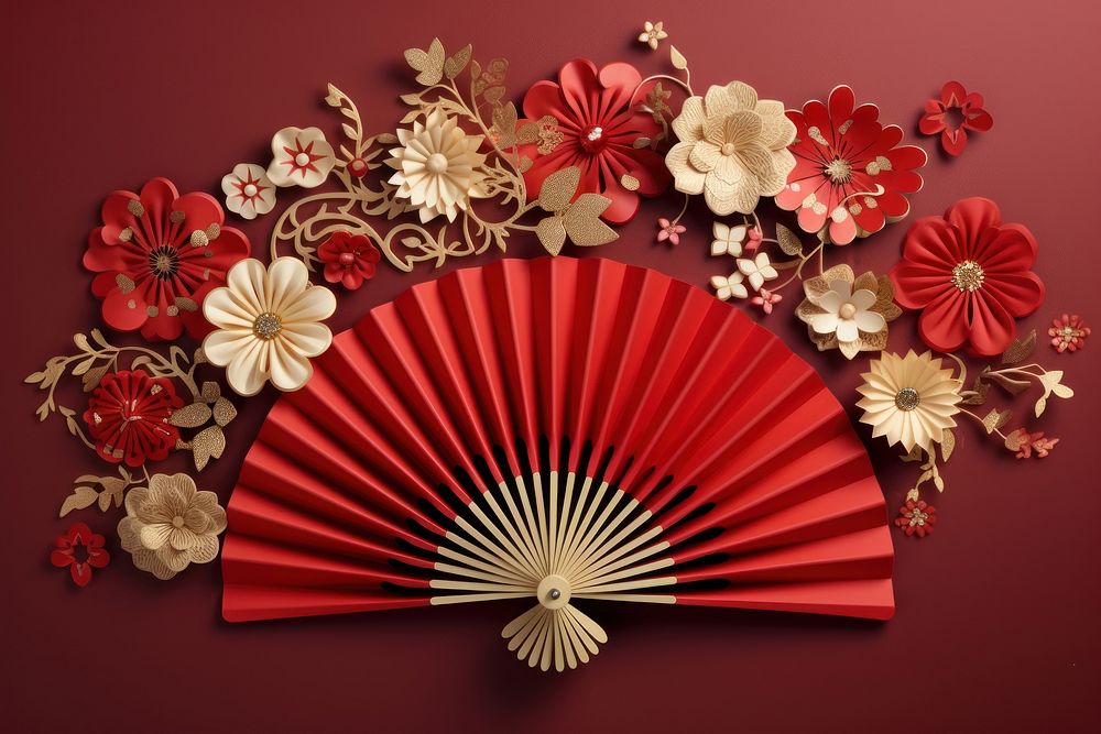 Chinese decoration art red. AI generated Image by rawpixel.