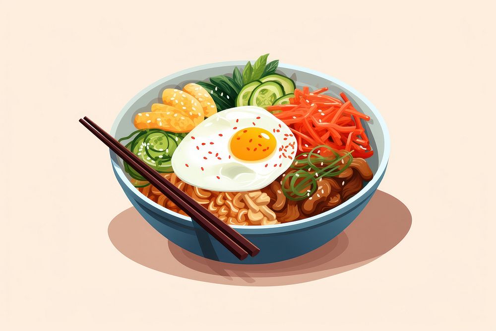 Bibimbap plate meal food. AI generated Image by rawpixel.