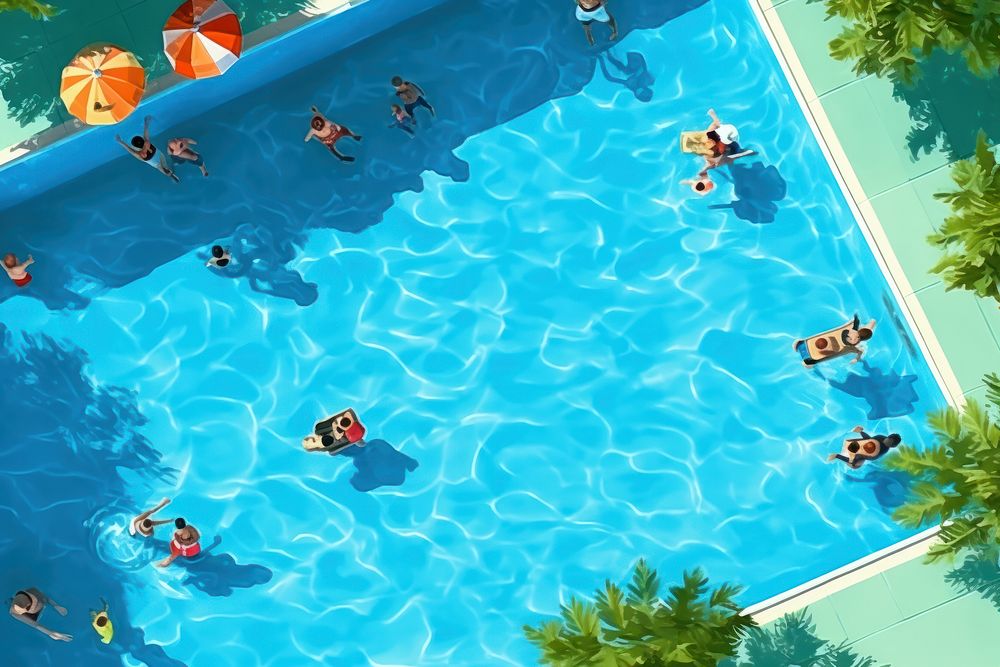 People in swimming pool recreation outdoors sports. AI generated Image by rawpixel.