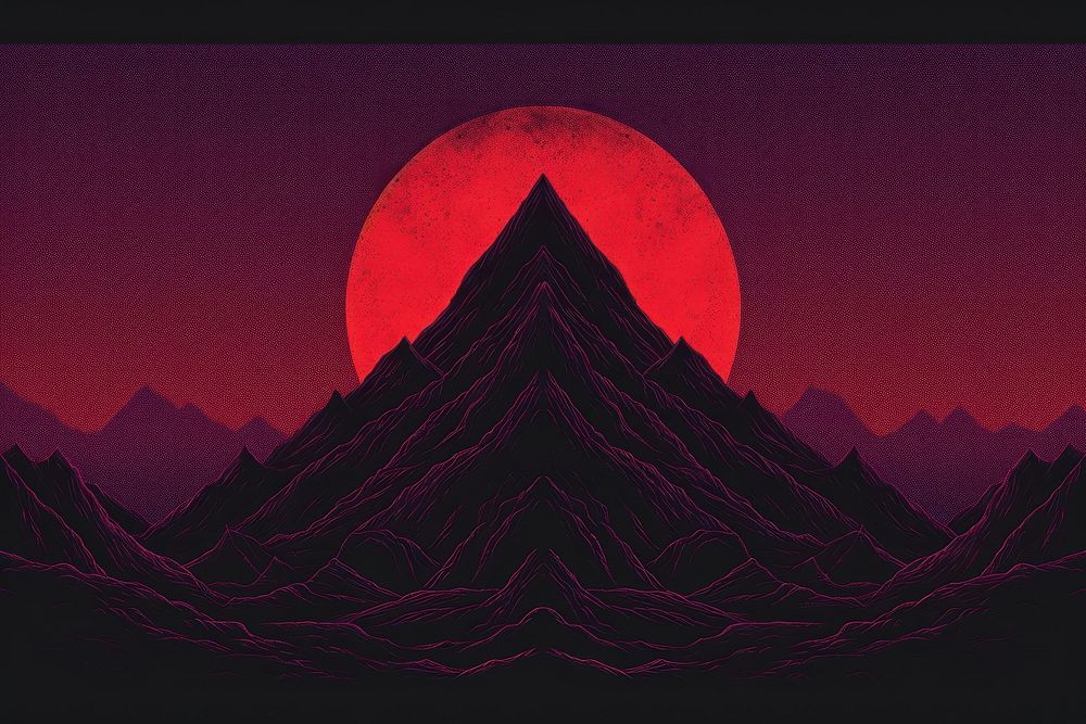 Vintage sci fi illustration mountain nature night. AI generated Image by rawpixel.