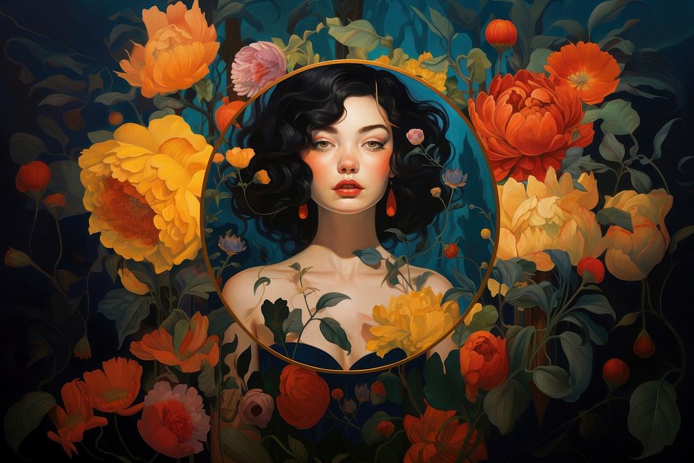 Flower portrait painting adult. Premium Photo Illustration rawpixel