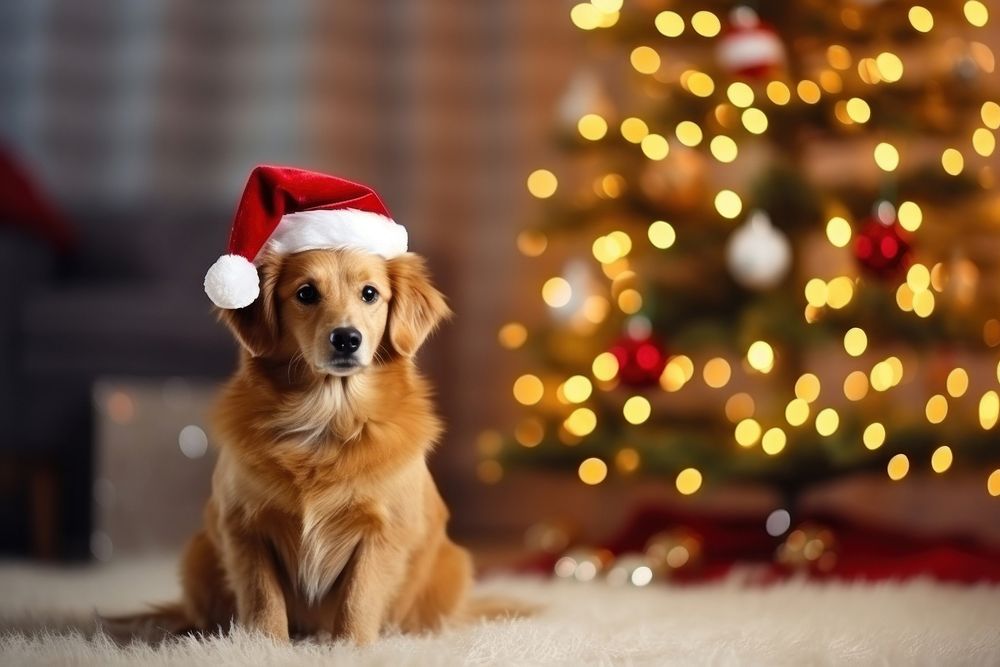 A cute dog christmas mammal animal. AI generated Image by rawpixel.