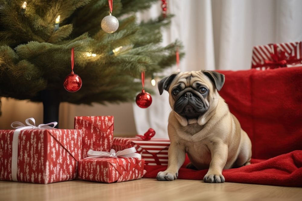 A cute dog christmas mammal animal. AI generated Image by rawpixel.