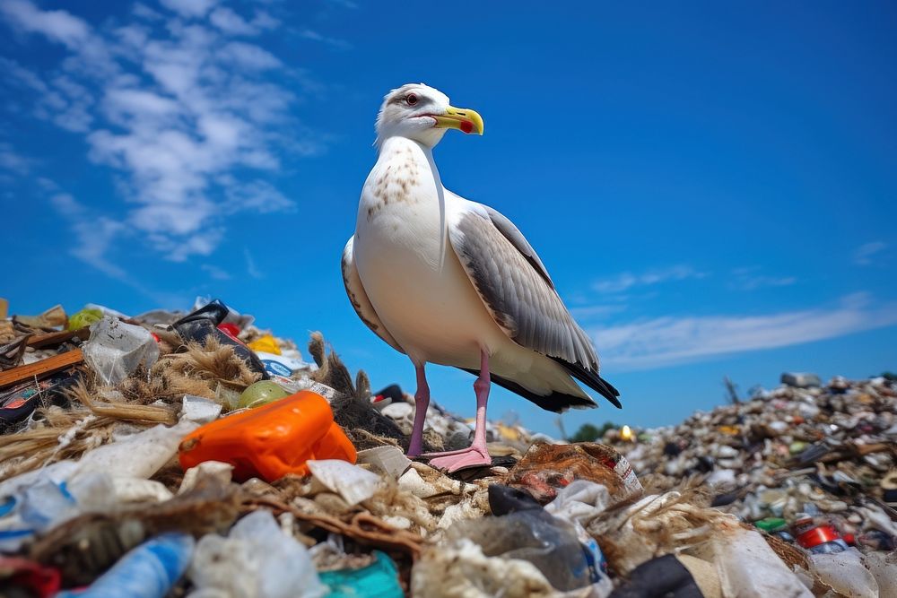 Seagull garbage animal bird. AI generated Image by rawpixel.