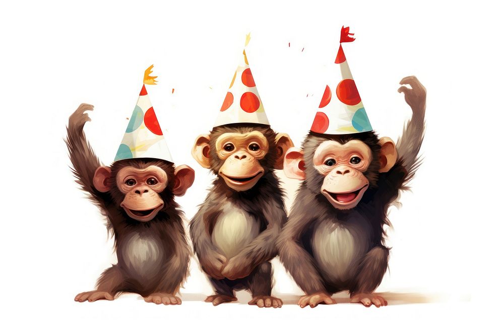 Monkey mammal animal party. AI generated Image by rawpixel.