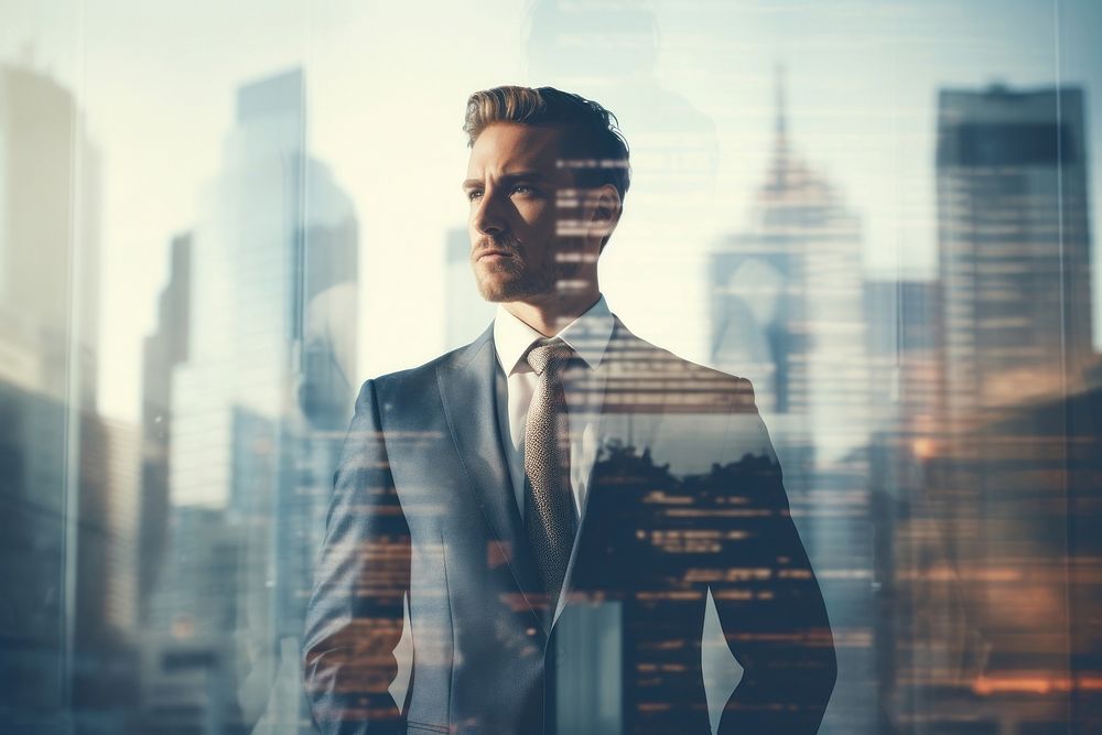 Businessman arms crossed city office adult. AI generated Image by rawpixel.