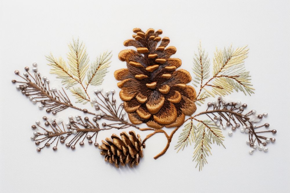 Embroidery christmas pattern plant. AI generated Image by rawpixel.