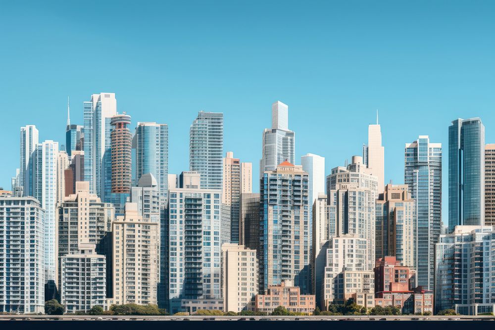American city architecture skyscraper cityscape. AI generated Image by rawpixel.