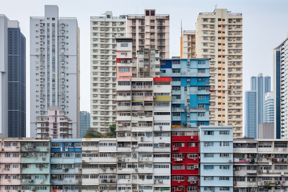 Asian city architecture condominium skyscraper. AI generated Image by rawpixel.